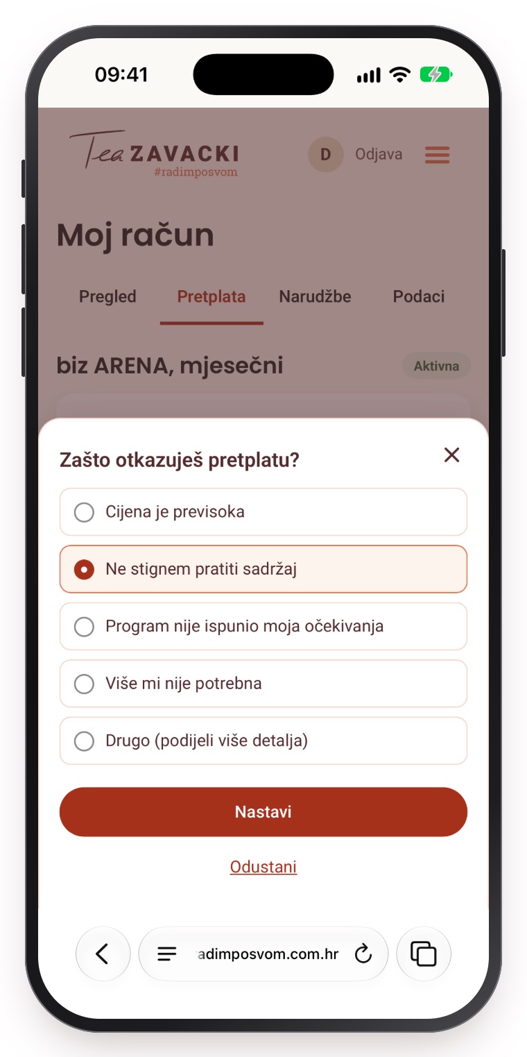 Prozor otkaza: Zašto otkazuješ pretplatu?