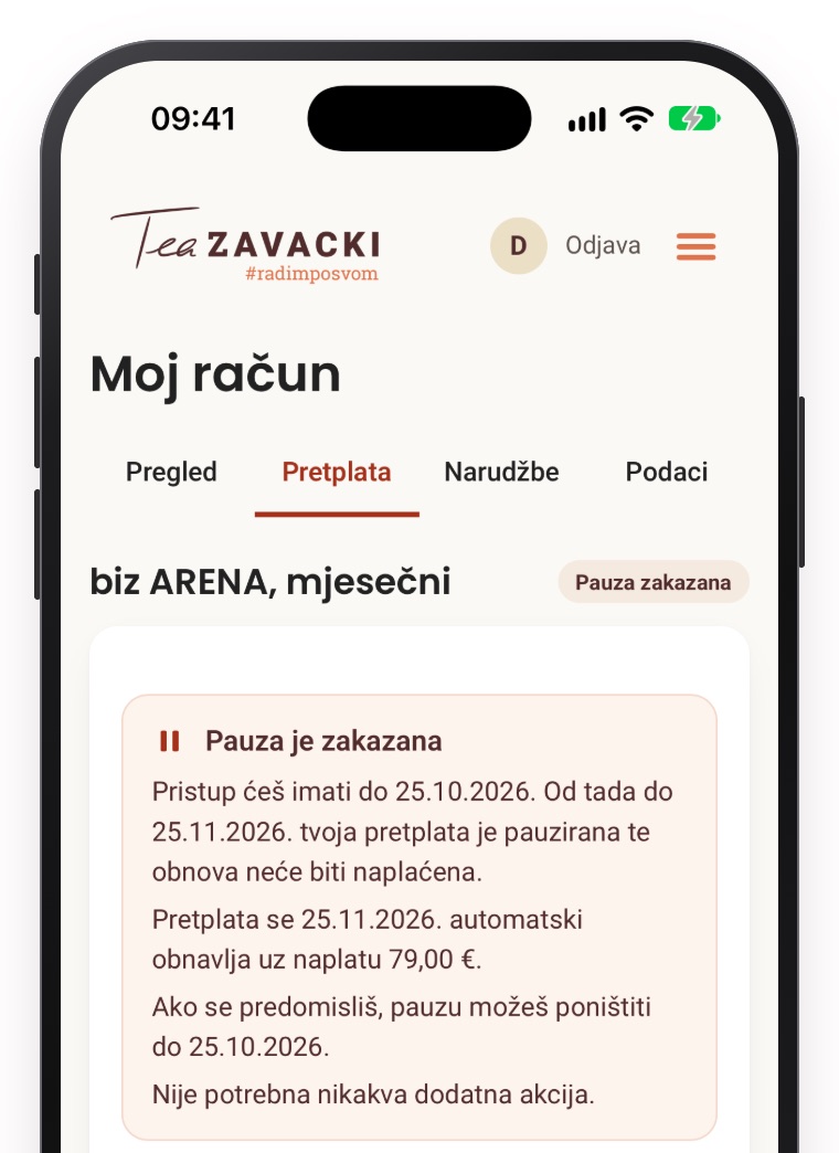 Pretplata s okvirom Pauza je zakazana